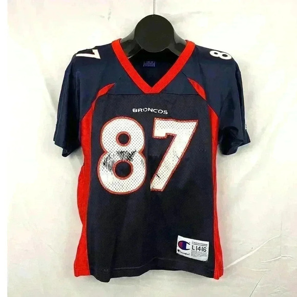 VTG Champion Denver Broncos McCaffrey NFL Football Jersey LARGE Youth #87 - Picture 12 of 12
